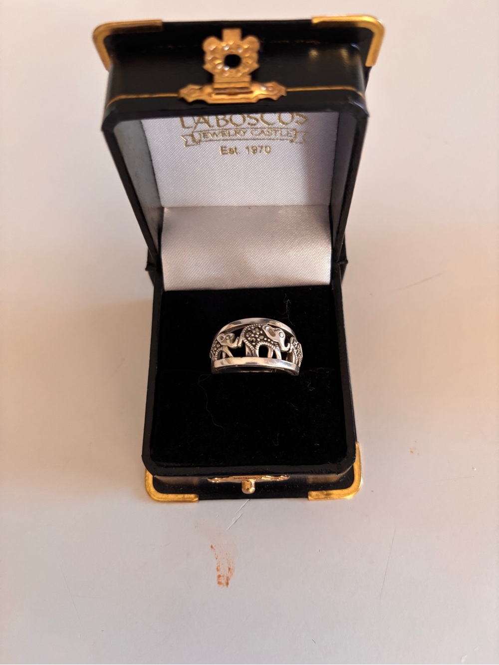 Sterling Silver Elephant Band Ring - Silver